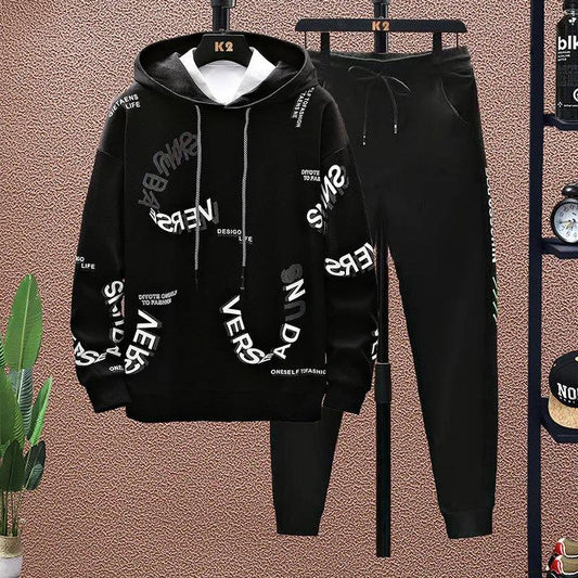 Men Pullover Suit Spring Hooded Pullover and Casual Pant School Trend Sweater Suit  Sports Suit