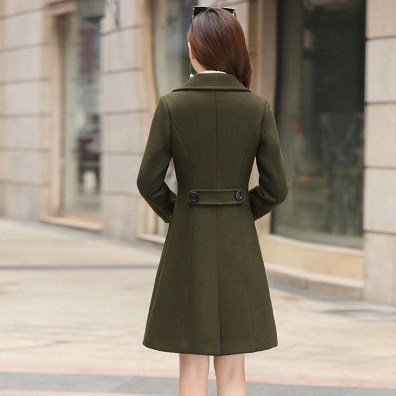 Autumn and Winter Korean Style Slim Slimming Fashion Temperament Mid-length Waist Woolen Coat Women's Woolen Coat