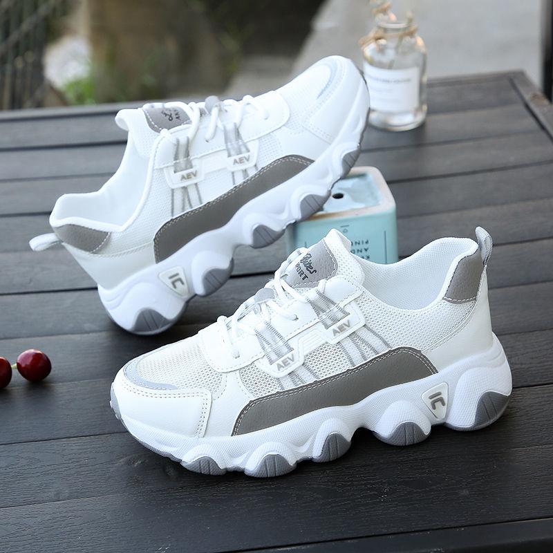 Spring Women's Shoes Sports Shoes Breathable Comfortable Non-slip Lightweight Korean Version  The White Shoes Female Students' Running Shoes