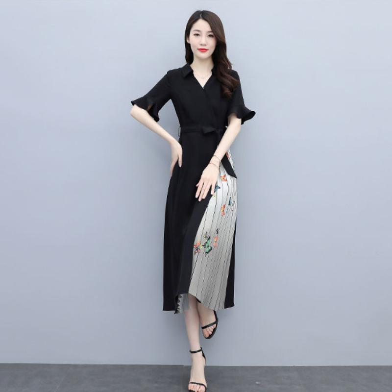 Vintage Stand Collar Ruched Sleeve A-line Dress Women Floral Print Elastic Waist Female Dress Spring
