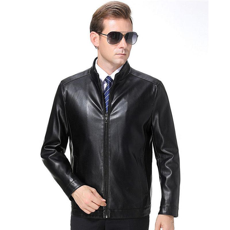 Leather Jacket Men's Leather Leather Jacket Autumn and Winter Sheep Leather Jacket Leather Sheepskin Men's Middle-aged and Elderly Jacket