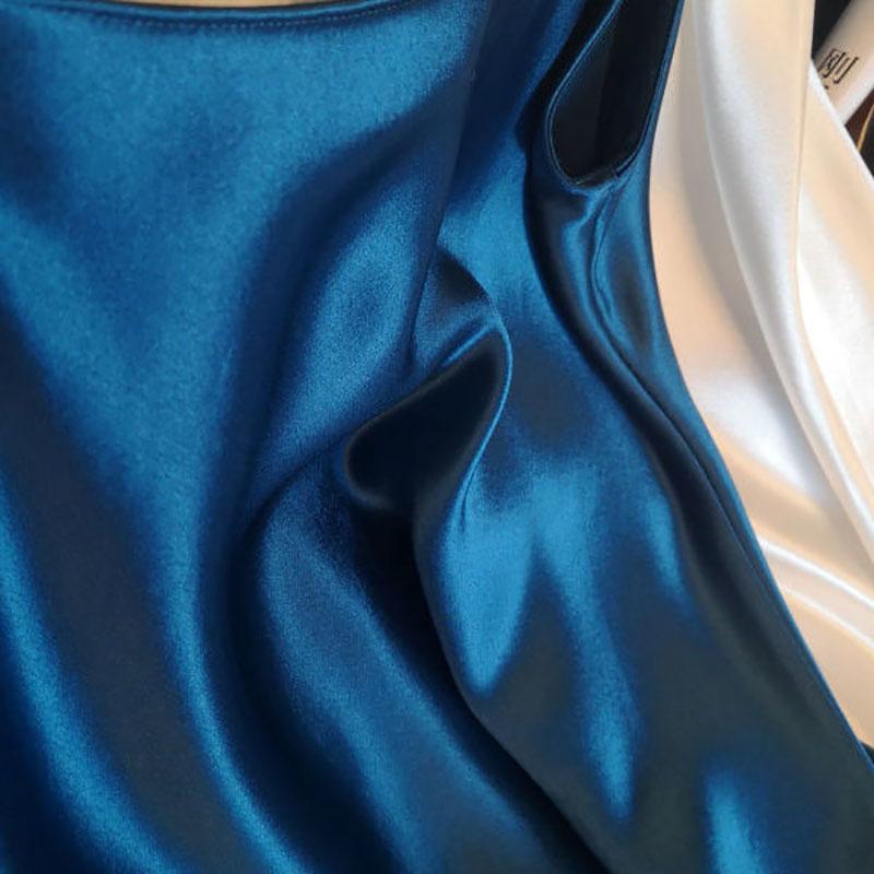 Ladies Satin Deep V-neck Sexy Dress Solid Color Straight Pajamas Party Dress Elegant Female Summer Suspender Skirt Casual