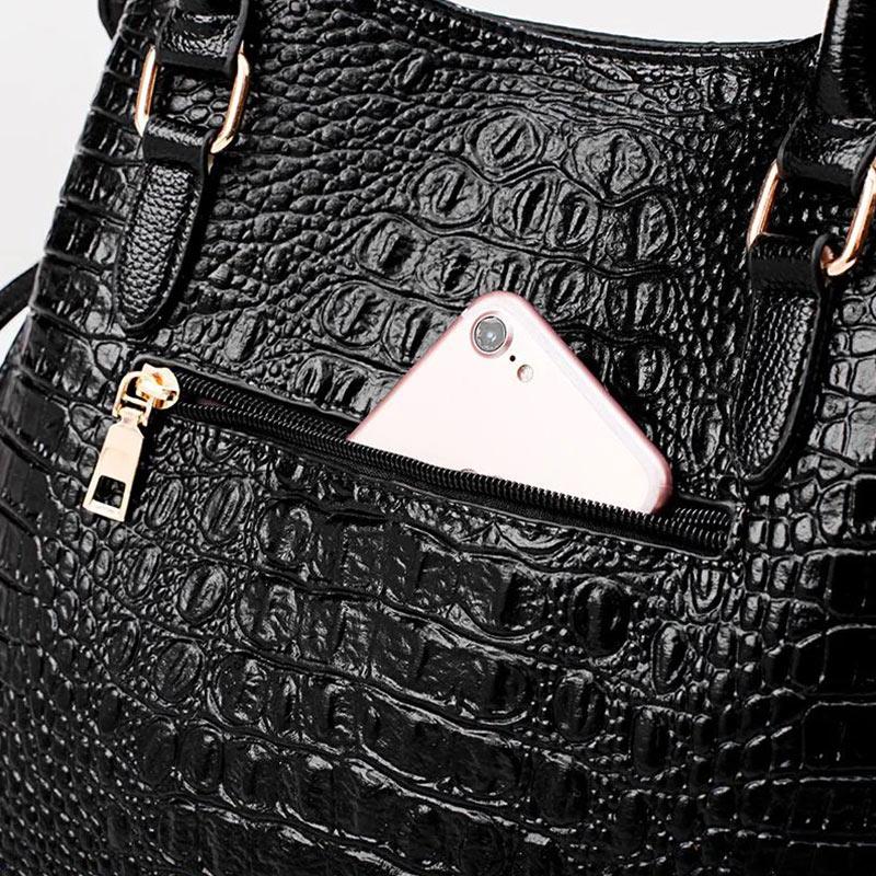 Genuine Leather Cowhide Soft Leather Crocodile Pattern Portable Handbags European and American Fashion Atmospheric Casual Shoulder Bag