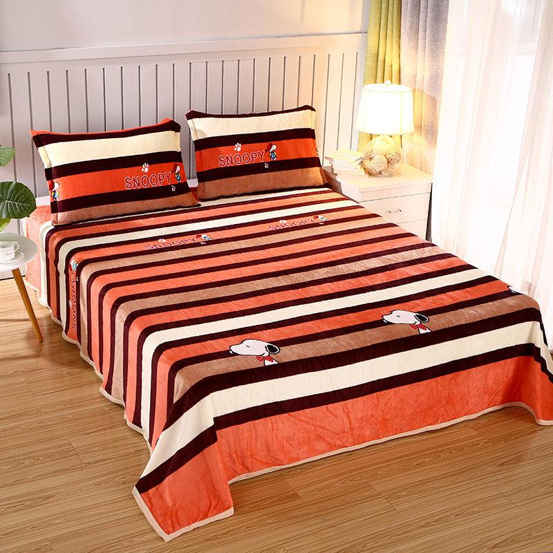 1.5/1.8/2m Bed Flannel Bed Sheet Single Double Coral Pile Blanket Double Sided Plush Bed Sheet Twin Queen King Size
