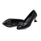 Black Soft Leather Shoes Soft Sole Comfortable All-match Work Shoes Women's Medium-heeled High Heels Non-slip Wear-resistant