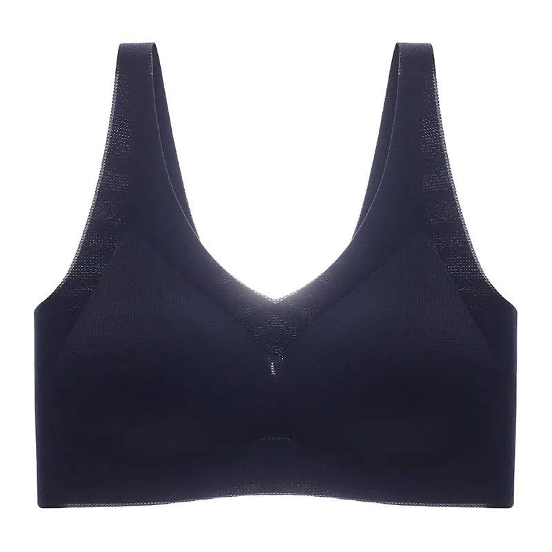 Women's ultra-thin deep V beautiful back latex seamless bra adjustment type gathering anti-sagging no steel ring sports Bra