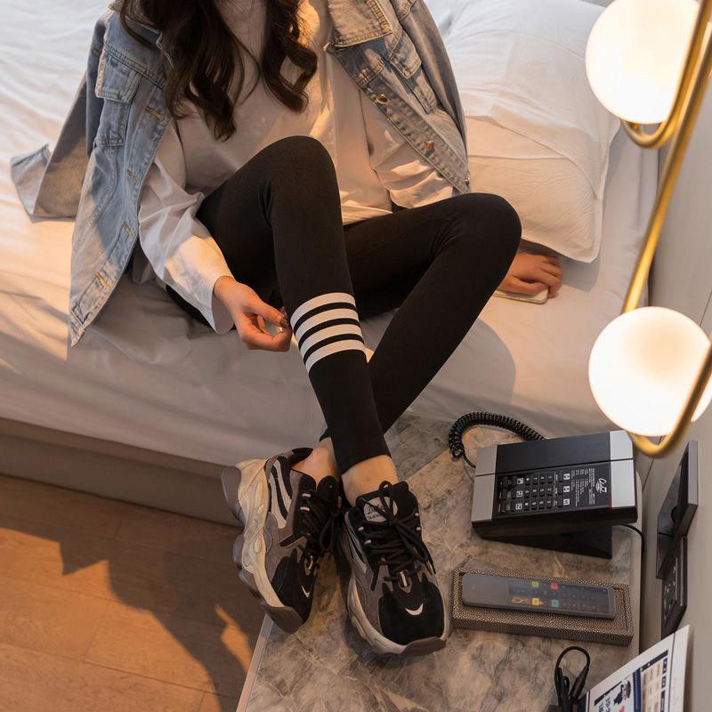 Spring and Autumn Leggings Women's Outer Wear Trousers Black Gray Large Size High Waist All-in-one Pants Thin Section