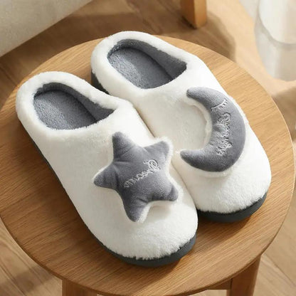 Cotton Slippers for Men and Women In Autumn and Winter Couples Indoor Non-slip Thick-soled Warm Half-heeled Slippers