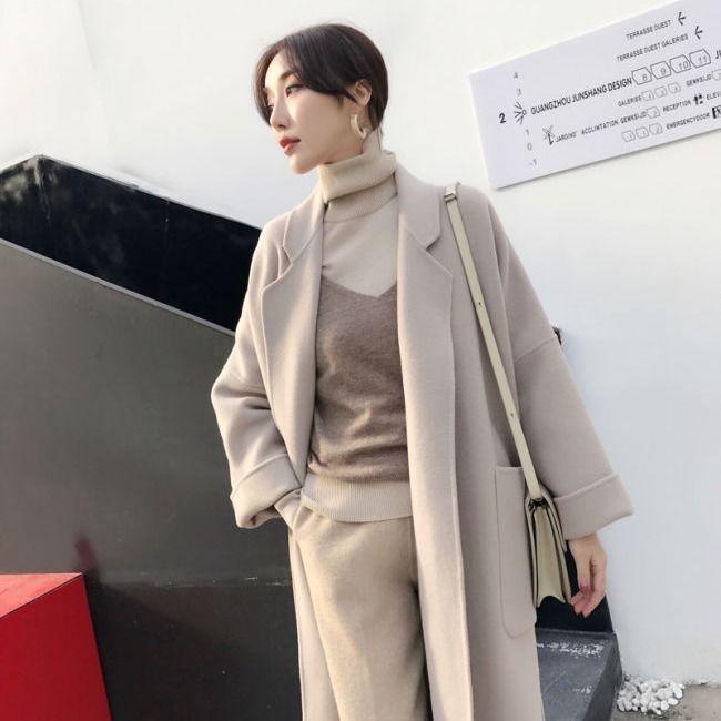 Urban Fashion Solid Women Casual Woolen Coat Female Long Windbreaker Jackets Korean Wool Coat Lady Overcoats