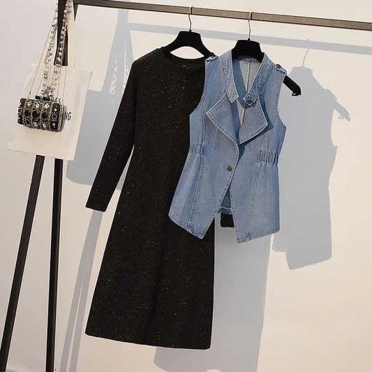 Fashion Retro Suit 2021 Autumn Sexy Waistcoat Top and Skirt Two-piece Female