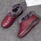 Winter Warm Women's Cotton-padded Shoes PU Waterproof Snow Boots Non-slip Plus Velvet Thickened Flat Work Shoes