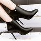 Ankle Boots Women Shoes Patent Leather Pu Pointed Toe Thin High Heels Front Zipper Boots Booties