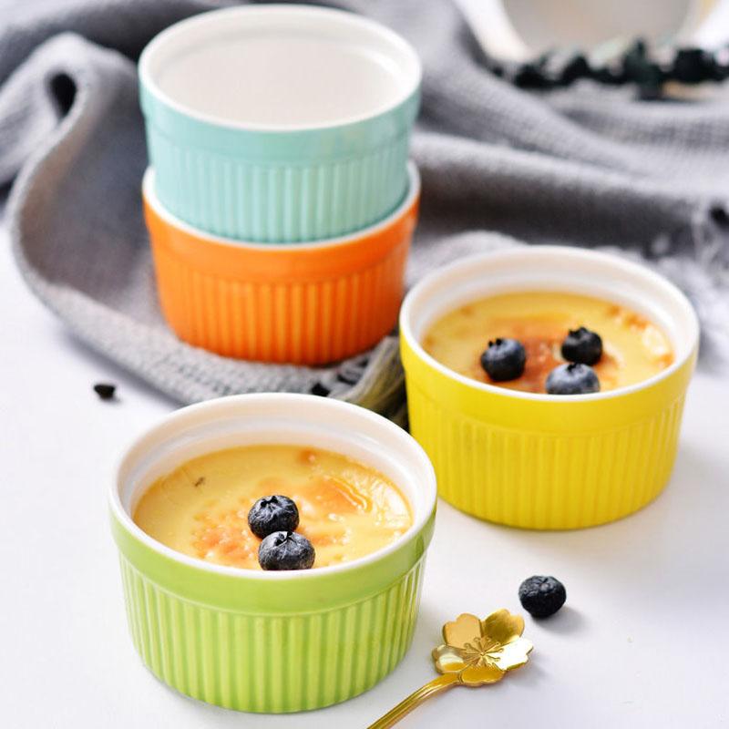 Nordic Household Single Baking Bowl Baked Dessert Pudding Cute Ceramic Bowl Steamed Egg Mold Small Bowl