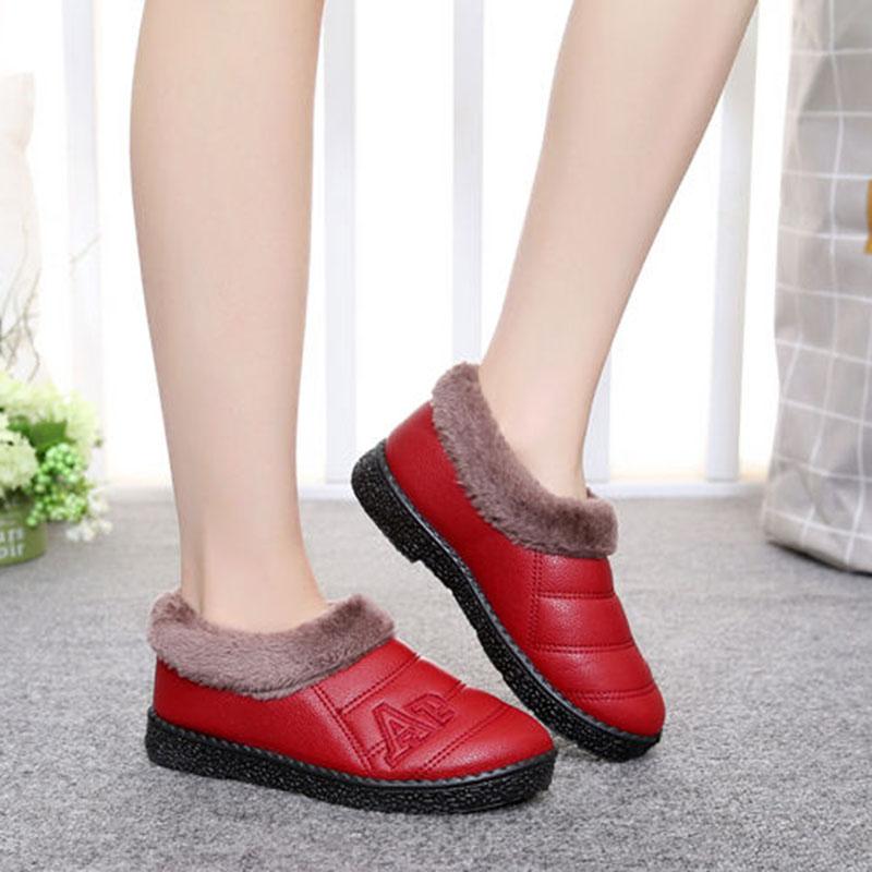 Thicken Plus Velvet Warm Women's Cotton Shoes Non-slip Flat Snow Boots Short Boots Winter Shoes