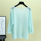 Summer Thin Bottoming Blouse Hollow Top Loose Pullover Knitted Sweater Women's Sunscreen Solid Color Breathable T-shirt