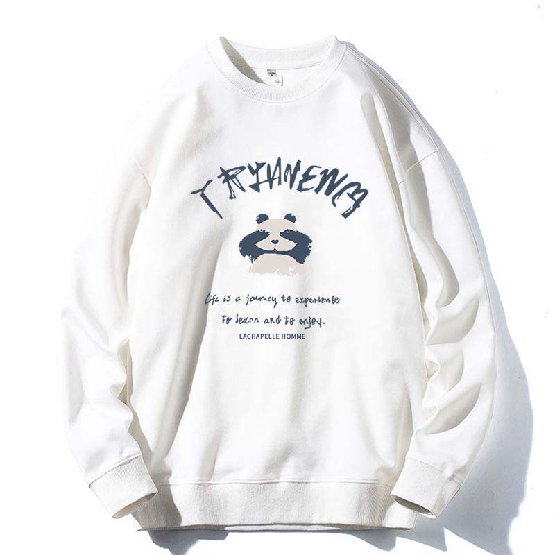 Autumn and Winter Youth Men's Round Neck Sweater Long-sleeved T-shirt Men Plus Velvet Jacket