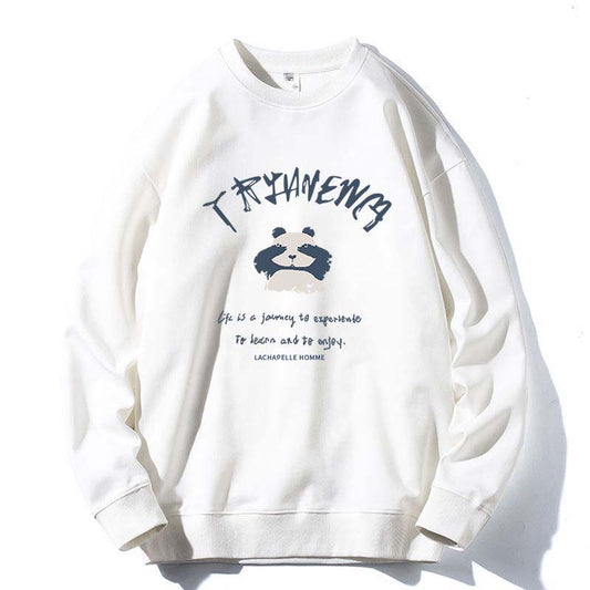 Autumn and Winter Youth Men's Round Neck Sweater Long-sleeved T-shirt Men Plus Velvet Jacket