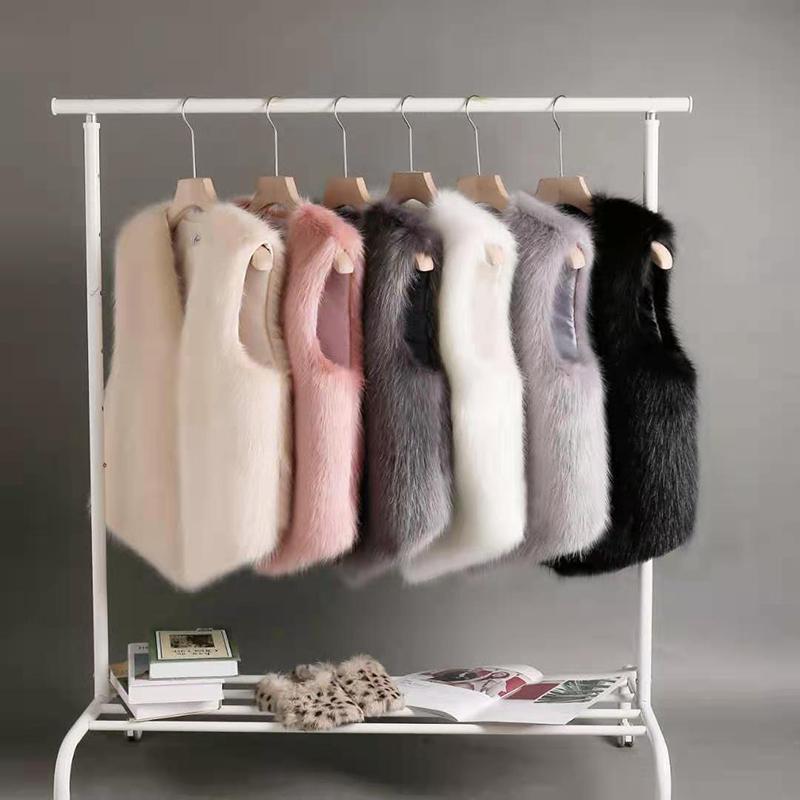 Faux Fur Waistcoat Women's Short Imitation Rex Rabbit Fur Waistcoat Slim and Thin Fur Vest Waistcoat Keeps Warm and Comfortable