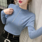 Autumn and Winter Thickening Imitation Diamond Wool Sweater Long-sleeved Casual Slim Half High Neck Ladies Sweater