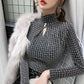 Autumn and Winter Sexy Slim Bottoming Shirt Half High Collar Simple Casual Jacket Long Sleeve Female Top