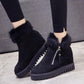 Winter Boots Wedge Heels Shoes Women Platform Chunky Boots Fur Warm Ankle Booties Suede Snow Shoes Black Green Plus Size