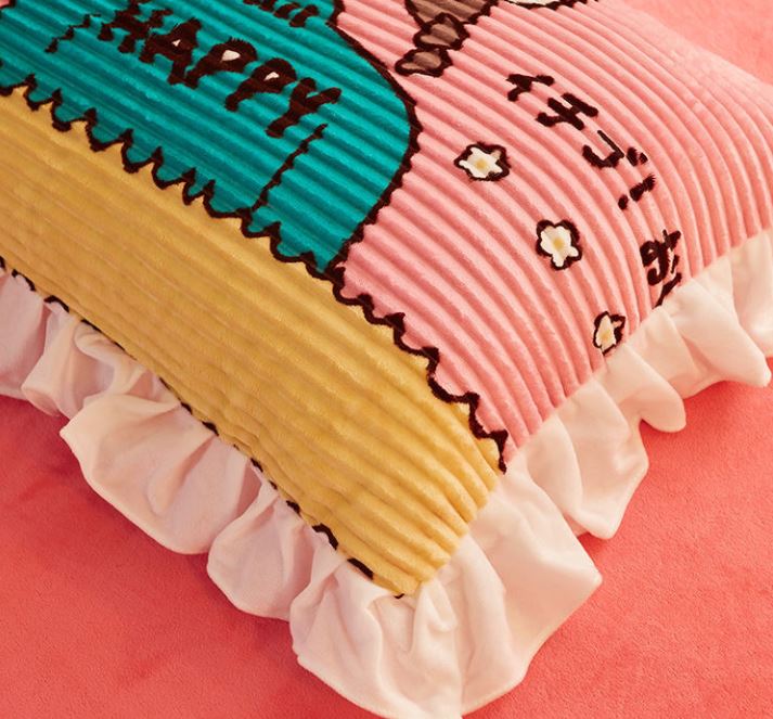 Two-piece Coral Velvet Pillow Cover Winter Thick Soft Pillow Core Liner Cover Bedding