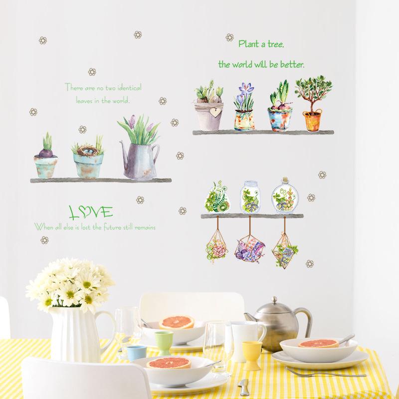 Potted bedroom cabinet window sill living room porch TV background wall sticker PVC