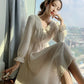 Autumn and Winter Knitted Casual Jacket Mid-length Lantern Sleeve Loose Sweater Dress