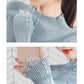 Slim All-match Knit Sweater Bottoming Top Half High Collar Lace Sleeve Button Sweater Women's Inner Wear Autumn and Winter