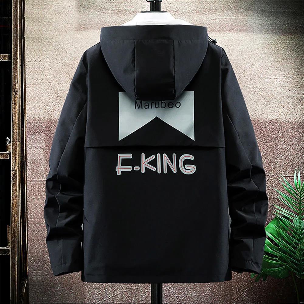 Spring & Fall Boutique Jacket Men Hooded Coat Trendy Casual Top Loose and Comfortable Windbreaker Regular