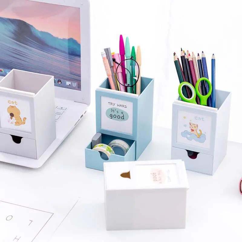 Simple Multifunctional Pen Holder Small Fresh and Creative Desktop Decoration Office Storage Box