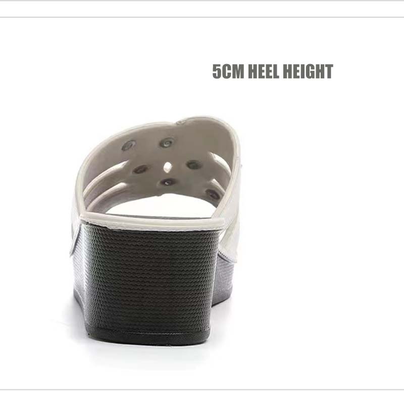 Ladies High Heel Slippers Summer Thick Bottom Home Outdoor Non-slip Slippers Women Summer Shoes Soft Bottom Wedge Heel Rhinestone Sandals