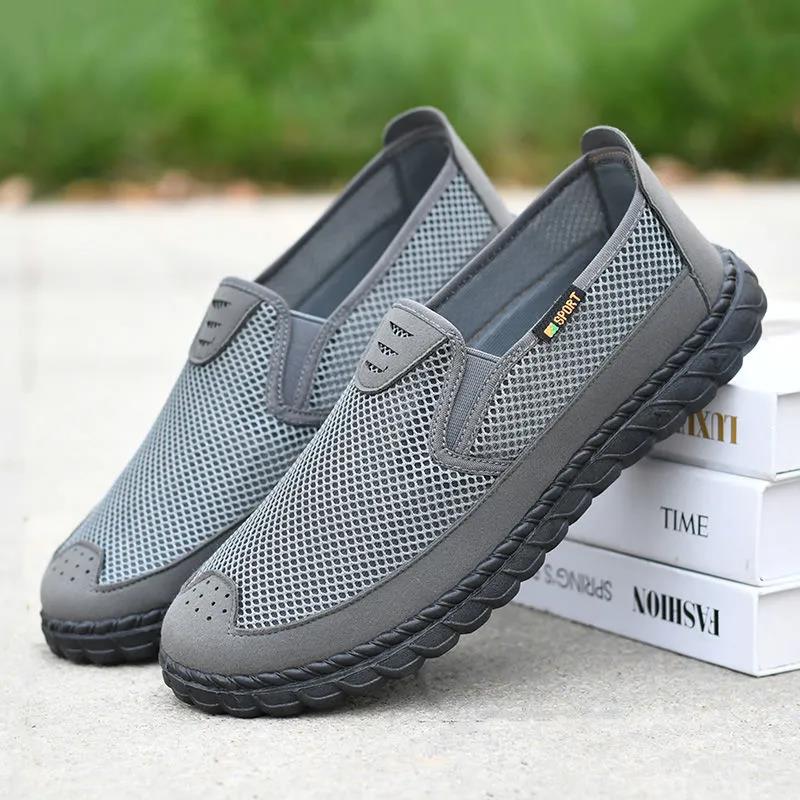 Middle-aged and Elderly Walking Shoes Summer Mesh Breathable Casual Soft Flat Non-slip Casual Men's Shoes