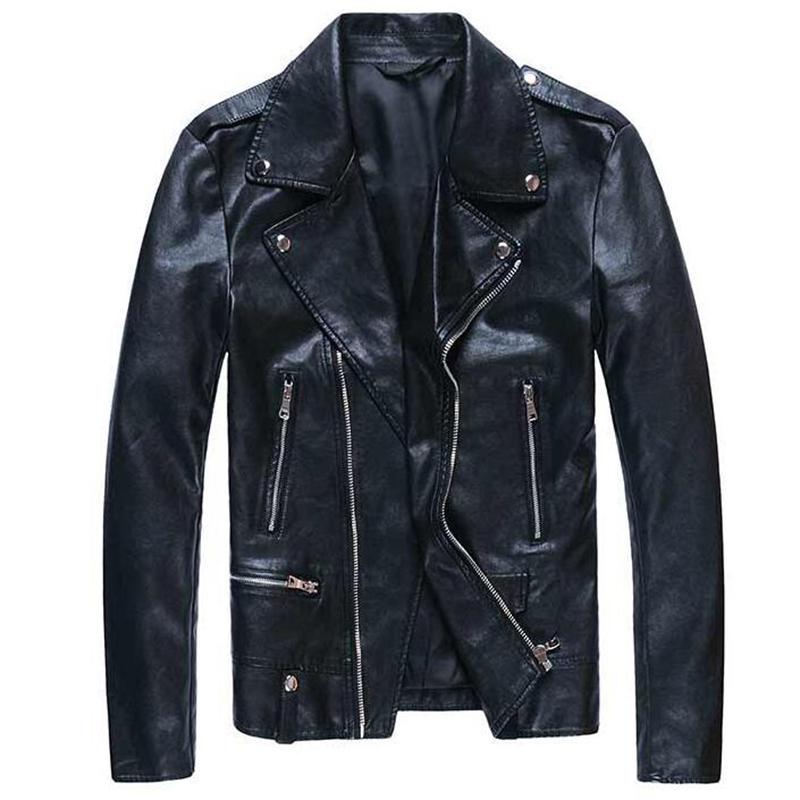 Fashion Motorcycle Short Leather Jacket Autumn and Winter Large Size Plus Velvet Thick Jacket Slim Korean Youth Men's Jacket