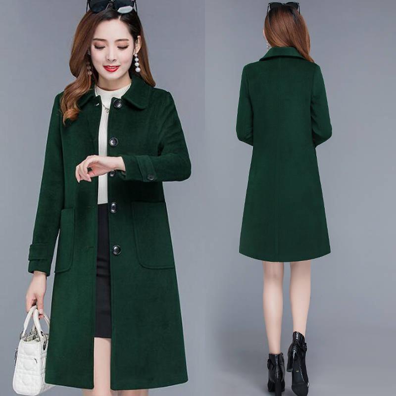 Women Coats Casual  Warm Woolen Overcoat Long Sleeve Slim Outwear Cardigan Jacket