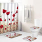 Art Printed Waterproof Shower Curtain 4 Piece Set Toilet Seat Mat Floor Mat Door Mat Home Bathroom Decoration