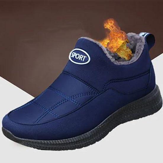 Men's Winter Warm Shoes Wool Cotton Ankle Boots Men's Large Size Non Slip Solid Color Flat Shoes