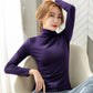 Fashion Women's Pullover Winter High Neck Women's Bottoming Shirt Long-sleeved Solid Color Slim Women's Cotton Top