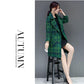 Vintage  Houndstooth Coat Ladies Plaid Imitation  Woolen Coat Long Slim and Thick Trench Coat Plus Size Tweed Jacket