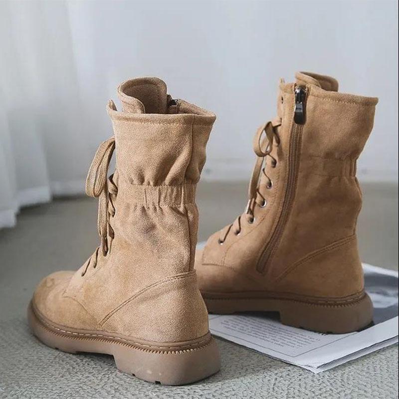 Snow Martin Boots Female Autumn and Winter Tube Warm Plus Velvet Snow Cotton Shoes Wild Belt Boots