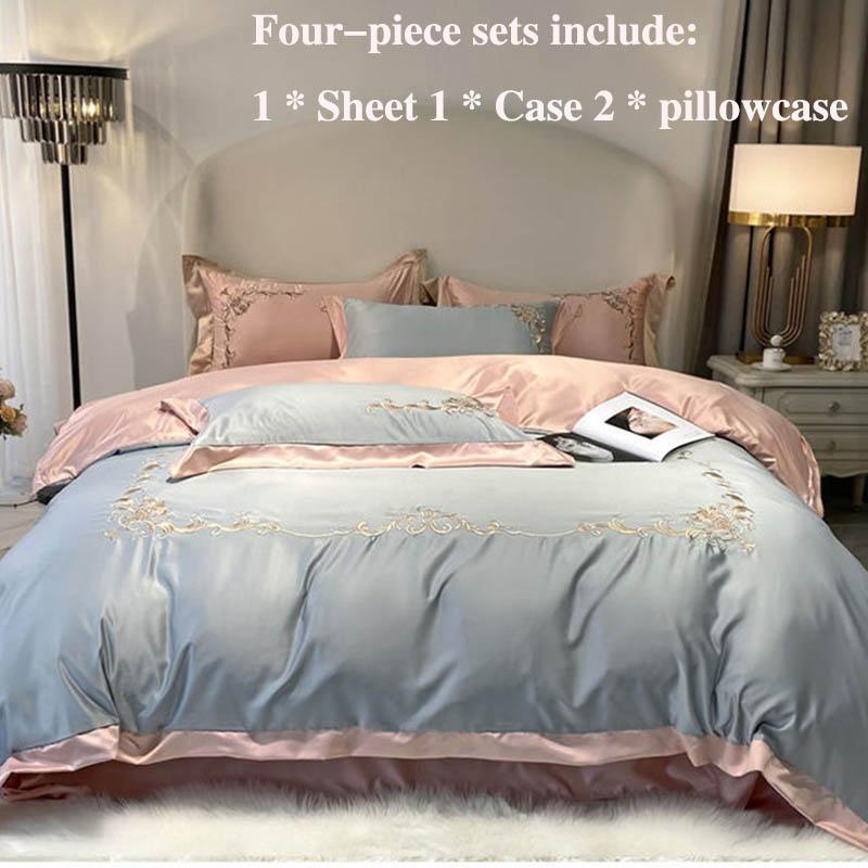 European Silk Silk Four-piece Water Washing Baked Bed Is Sleeve Package Set