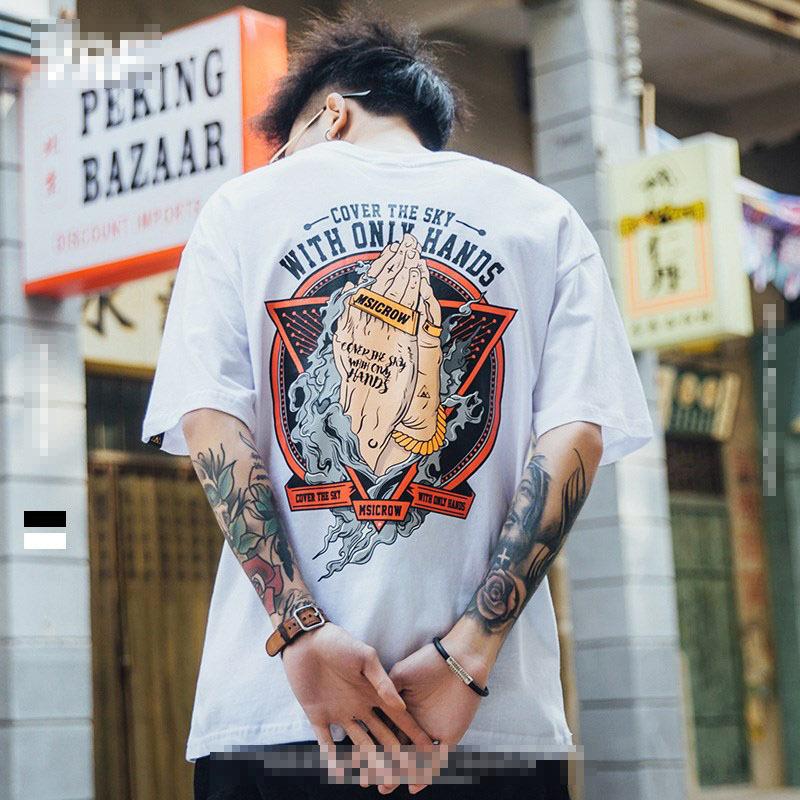Men High Street T-shirts Oversized O-neck Short Sleeve Casual Shirts Summer Soft Loose Tops Harajuku Trendy Personality Tees