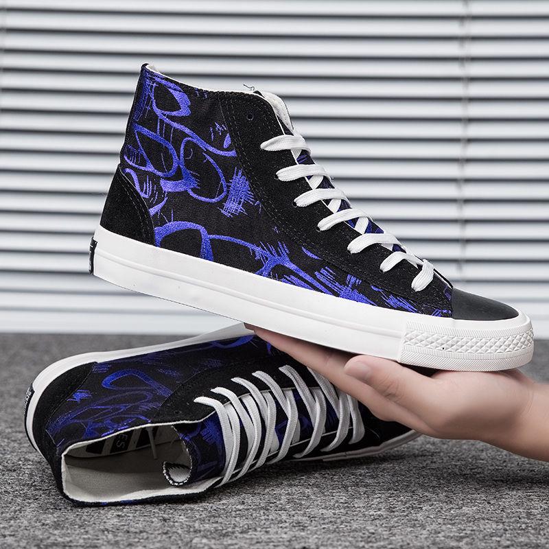 Men's Shoes Sneakers Fashion Canvas Doodle Casual Shoes Men's Lace-up Flats Multicolor Shoes