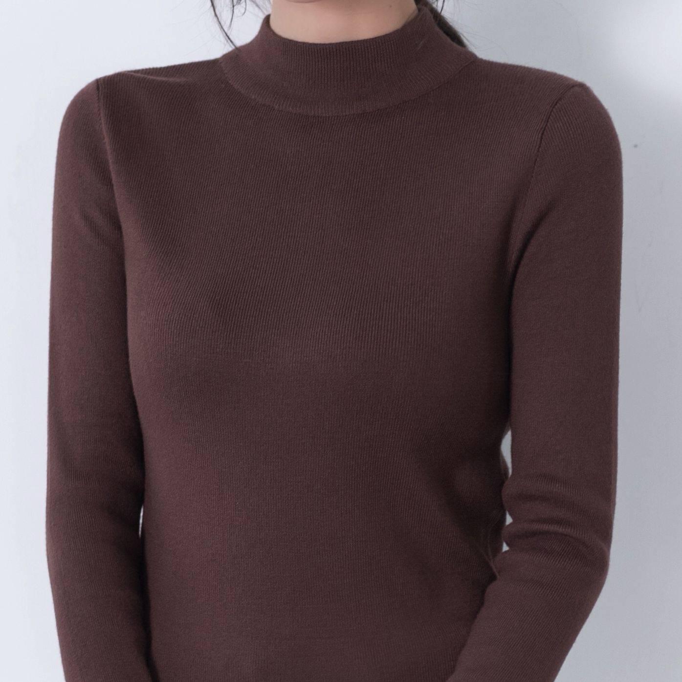 Pofulove Half-high Collar Bottom Shirt Women's Long Sleeve Knit Sweater Slim Black Top Autumn Winter