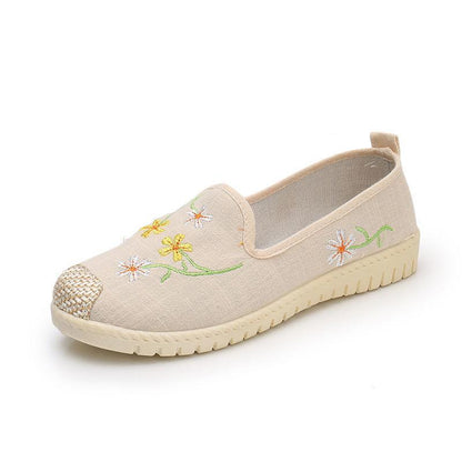 Women's Old Beijing Breathable Cloth Shoes Canvas Flat Soled Non Slip Casual Shoes