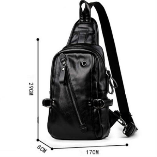 Chest Bag Men's Large Capacity with Headphone Hole Messenger Bag Outdoor Riding Sports Shoulder Bag