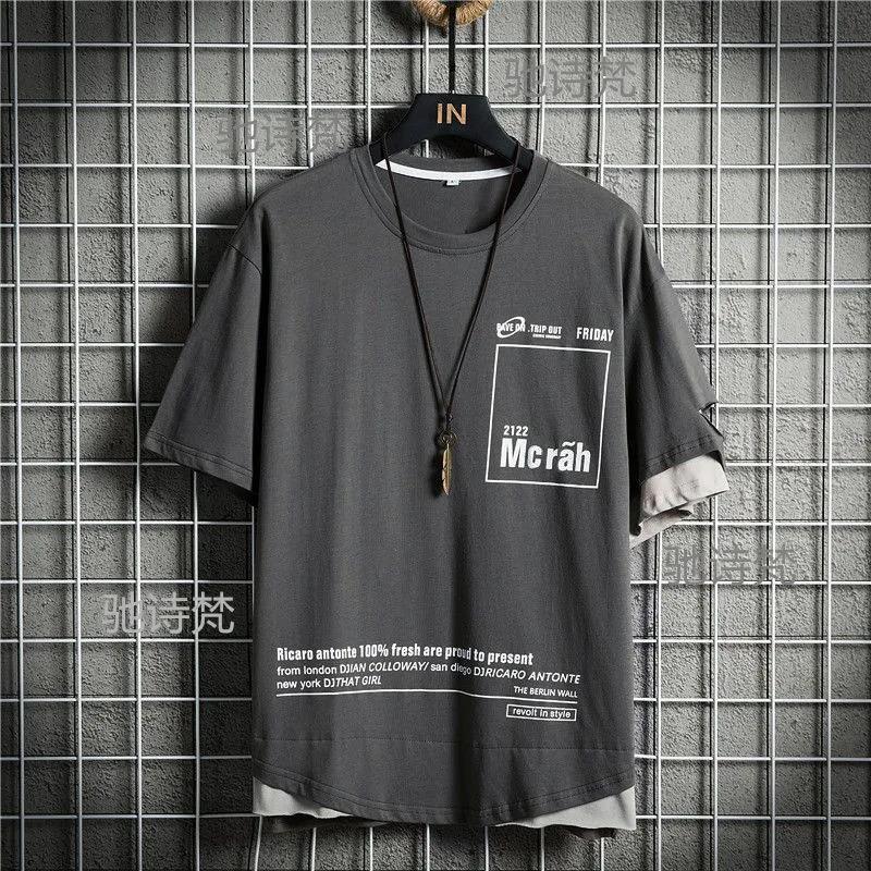 Short-sleeved Men's Summer Loose Original Five-point Sleeve Ins Short-sleeved T-shirt Male Handsome Five-point Sleeve Tide