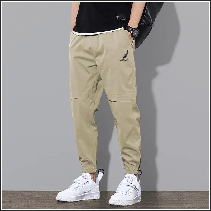 Youth Multi-pocket Overalls Loose Feet Tightened Sweatpants Sports Pants Men's Spring and Autumn Large Size Casual Trousers