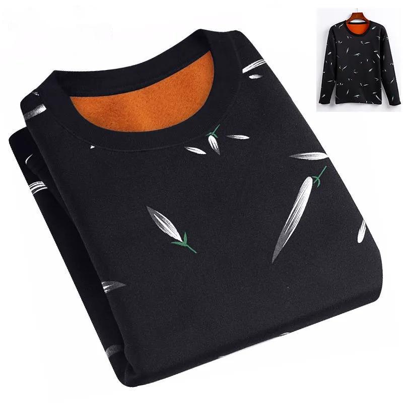 Autumn and Winter Sweaters Plus Velvet Thick Warm Bottoming Shirt Round Neck Slim Knit Sweater Suitable for Middle-aged and Elderly Men