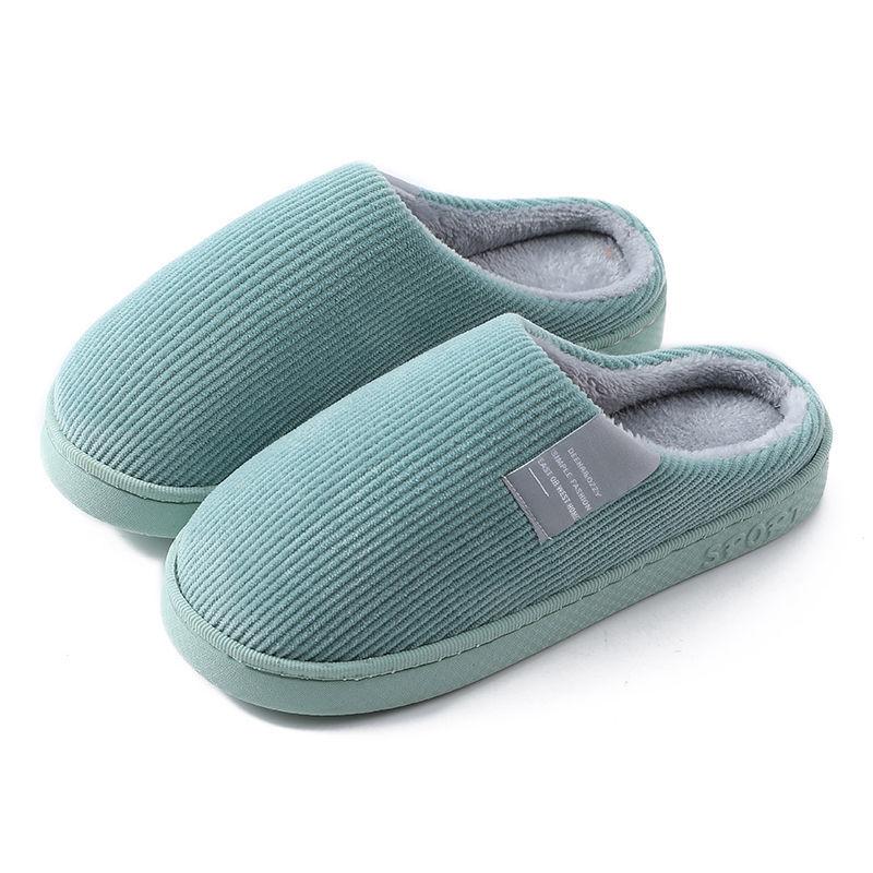 Women Autumn and Winter Cotton Slippers Indoor Non-slip Soft Bottom Warmth Month Shoes Simple Plush Half-pack with Floor Mop
